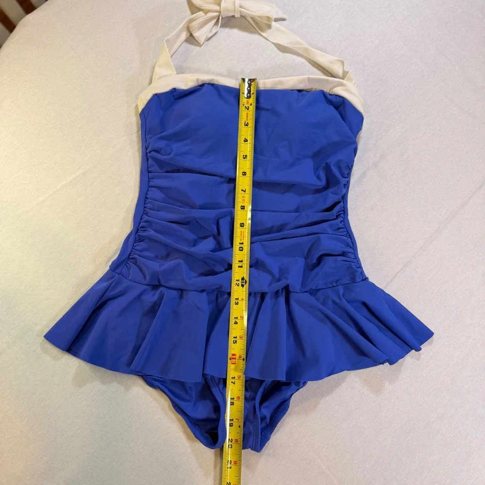 Aqua Green Swimdress Women S Blue Halter Ruffle Ruched Retro Pinup Nautical